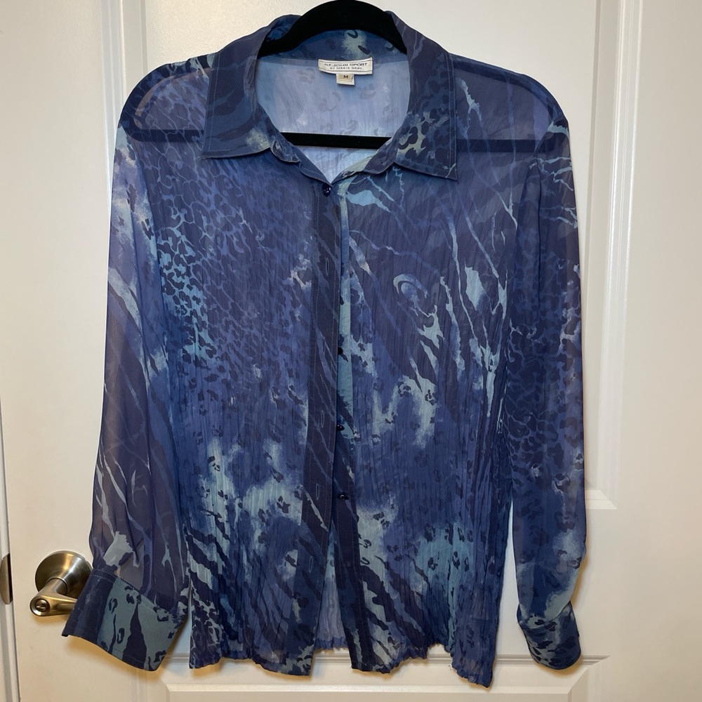 St. John Sport by Marie Gray Blue and Gray Top